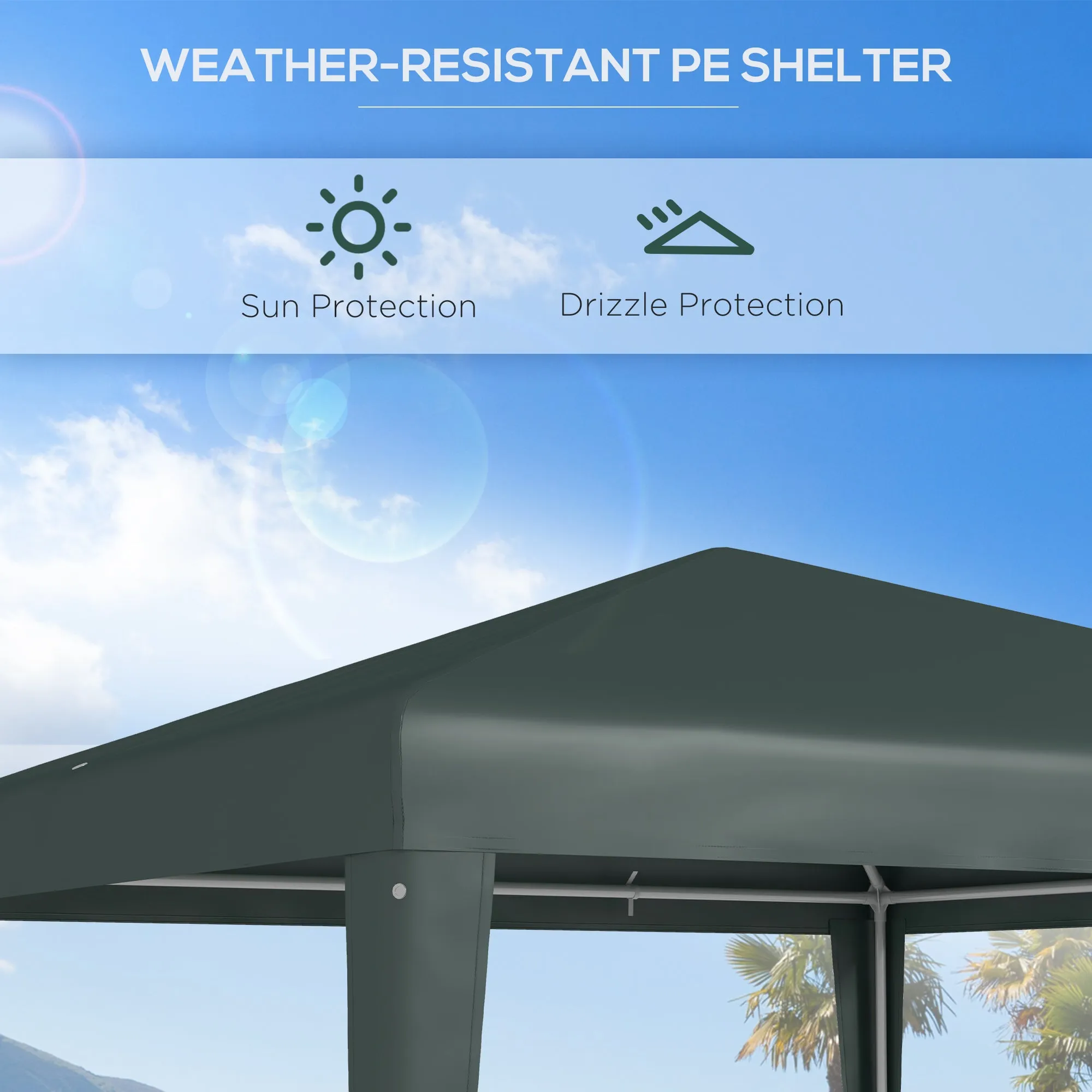 2.7m x 2.7m Garden Gazebo Marquee Party Tent Wedding Canopy Outdoor(Green)