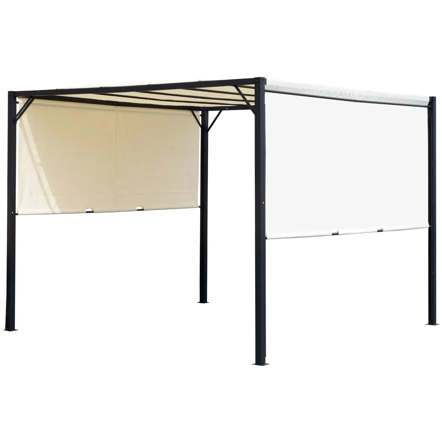 3 X 3 Meters Garden Metal Gazebo Party Canopy Outdoor Tent Sun Shelter Removable & Adjustable Cover Canopy Cream