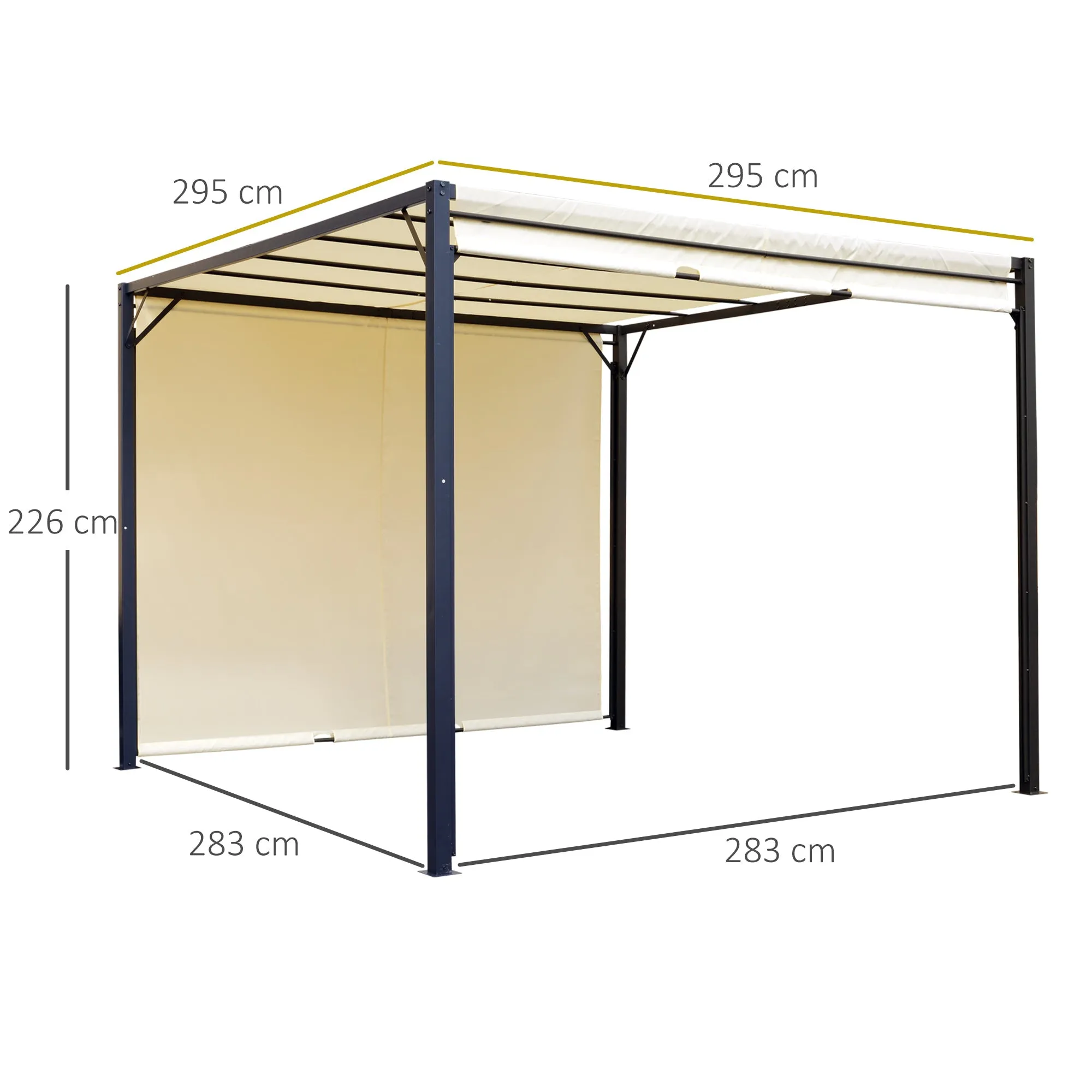 3 X 3 Meters Garden Metal Gazebo Party Canopy Outdoor Tent Sun Shelter Removable & Adjustable Cover Canopy Cream