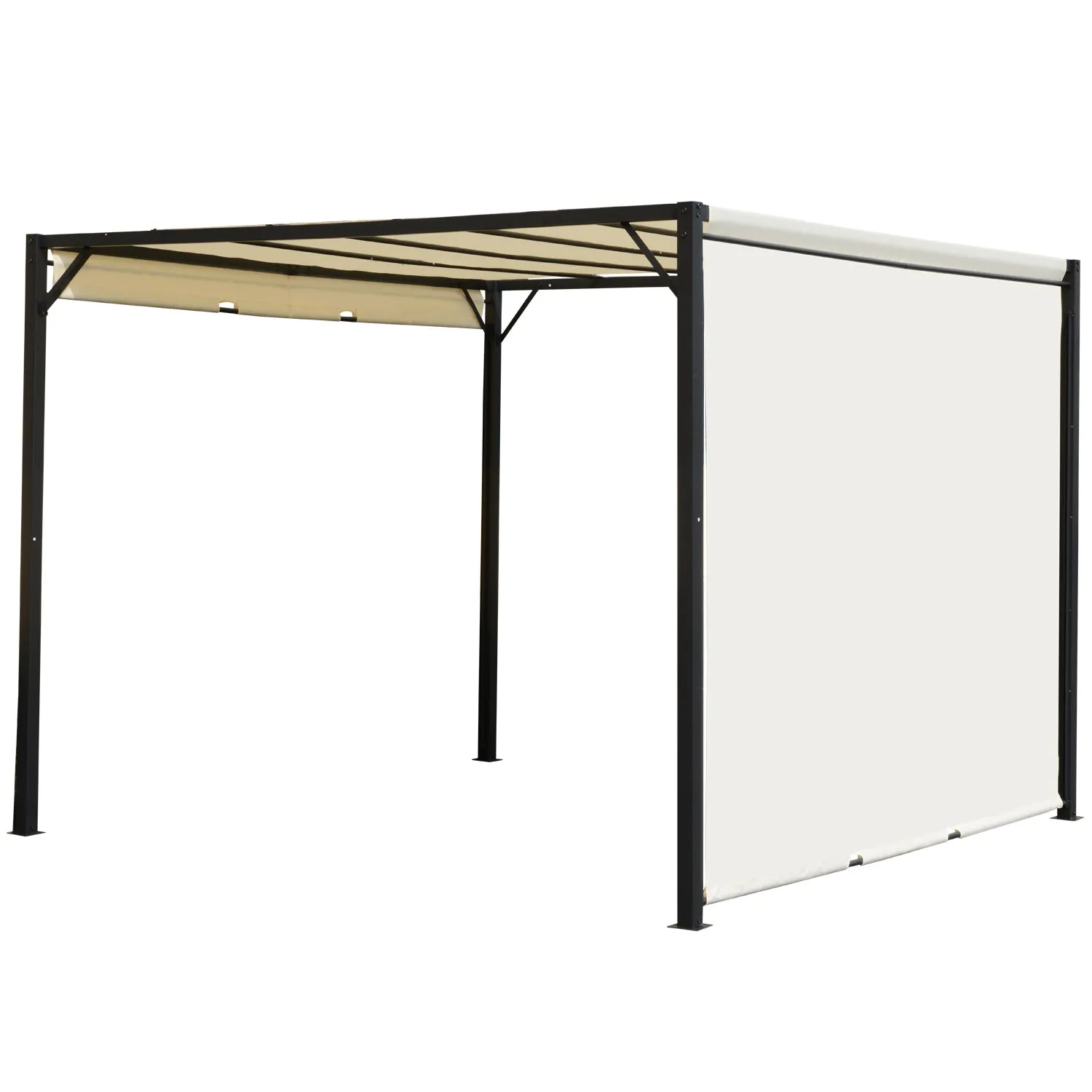 3 X 3 Meters Garden Metal Gazebo Party Canopy Outdoor Tent Sun Shelter Removable & Adjustable Cover Canopy Cream