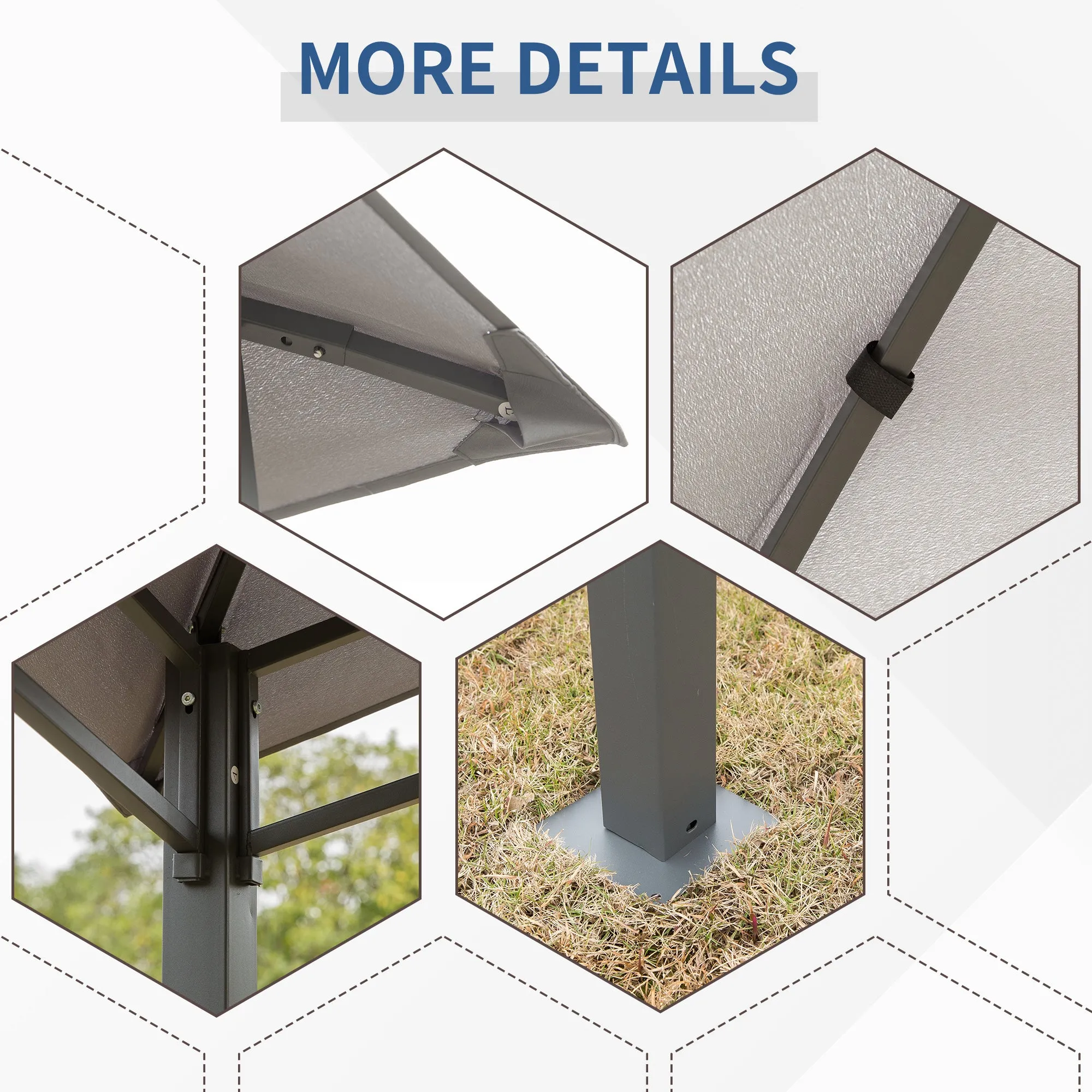 3x3(m) Outdoor Patio Gazebo Pavilion Canopy Tent Sunshade Steel Frame Grey