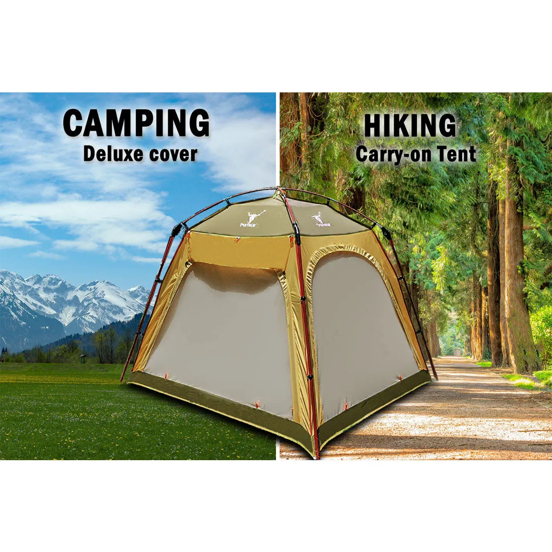 4 - 6 Person Man Family Camping Dome Tent Canvas Swag Hiking Beach Shade Shelter - green