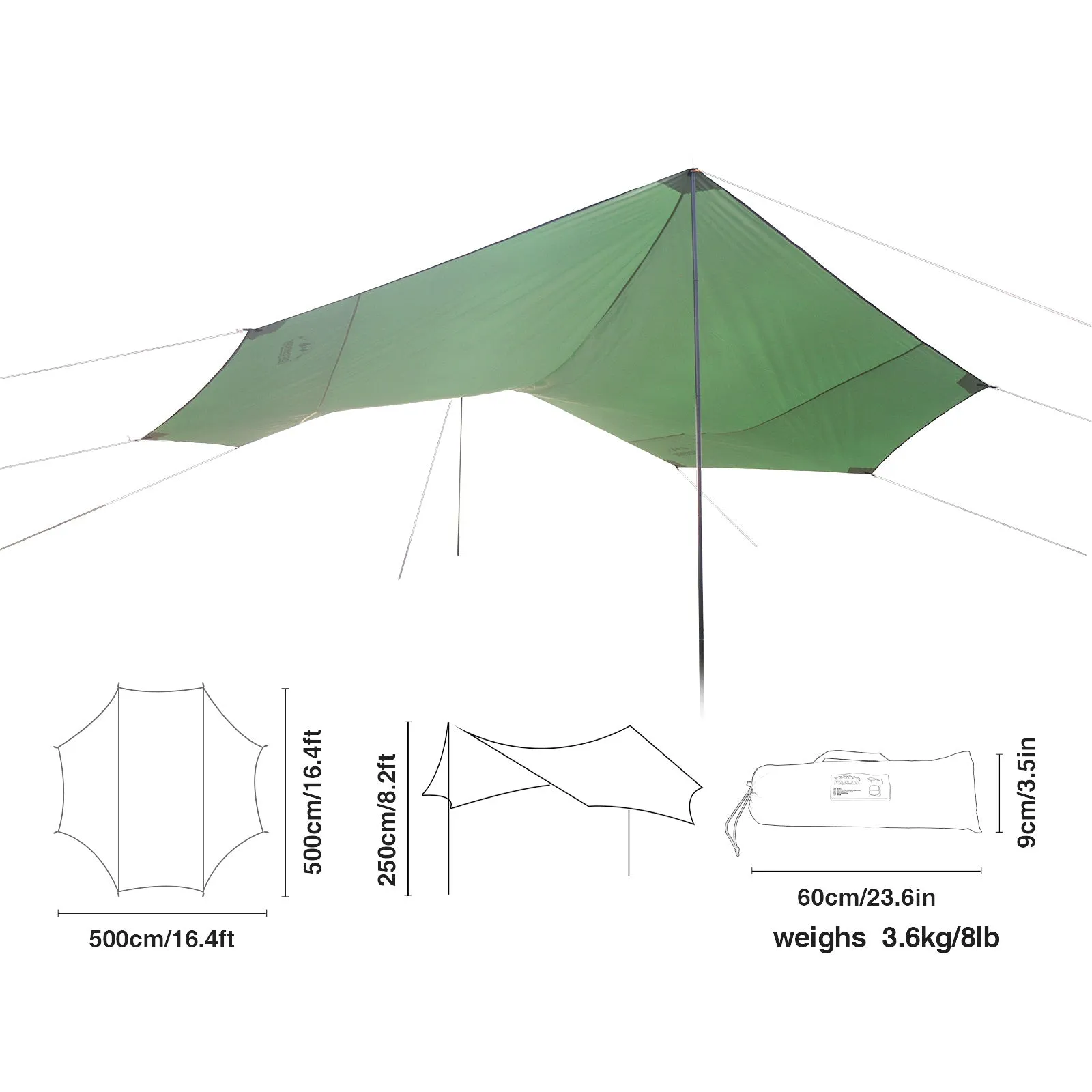 5*5*2.5m Large Camping Sun Shelter Waterproof Beach Tarp Tent Portable Canopy Awning Sunshade-USA