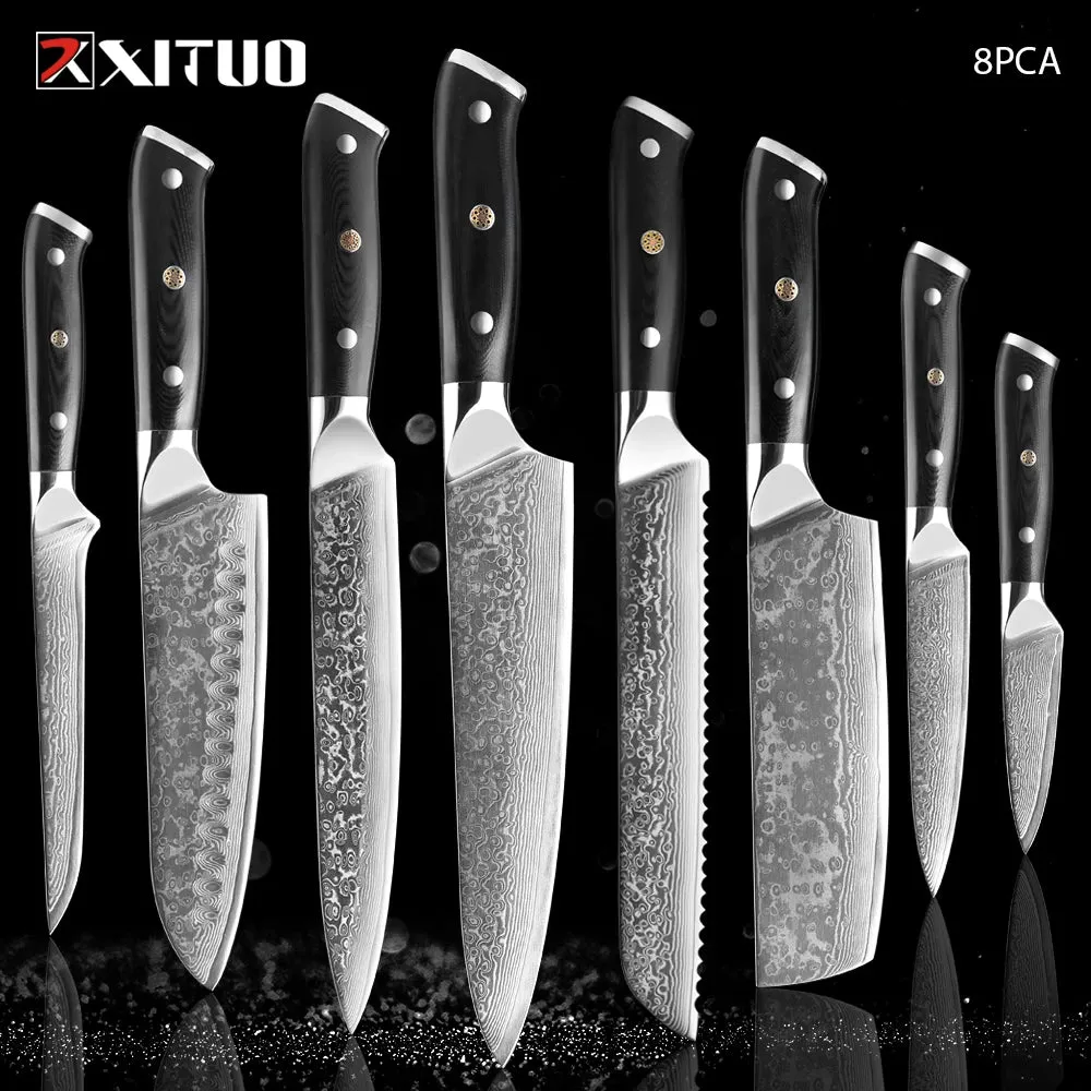 67 Layers Damascus Japanese Steel Kitchen Knives Multifunction with G10 Handle