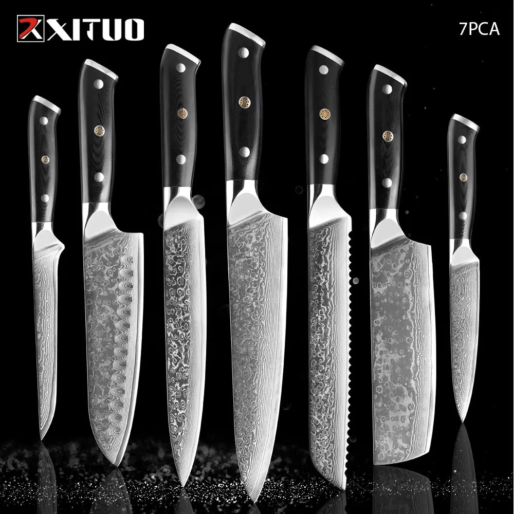 67 Layers Damascus Japanese Steel Kitchen Knives Multifunction with G10 Handle