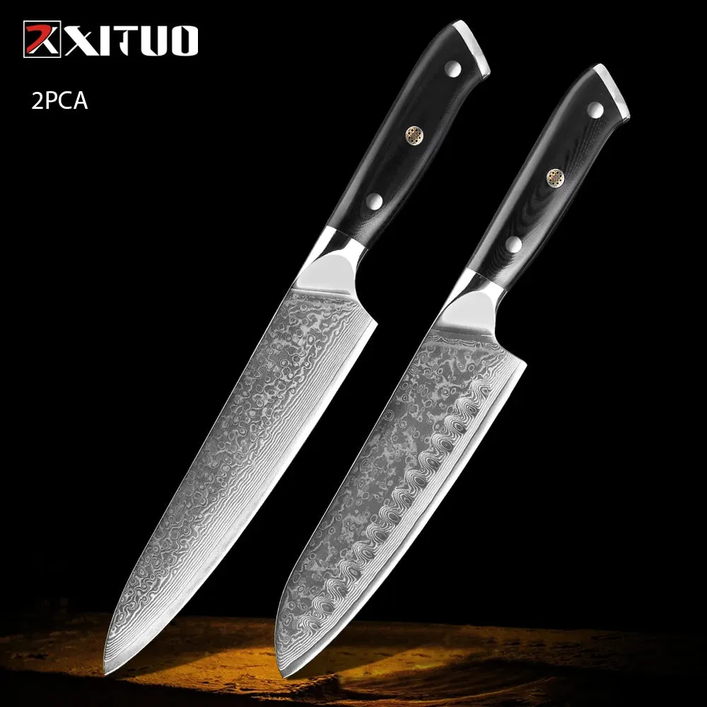 67 Layers Damascus Japanese Steel Kitchen Knives Multifunction with G10 Handle