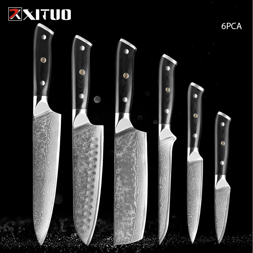 67 Layers Damascus Japanese Steel Kitchen Knives Multifunction with G10 Handle