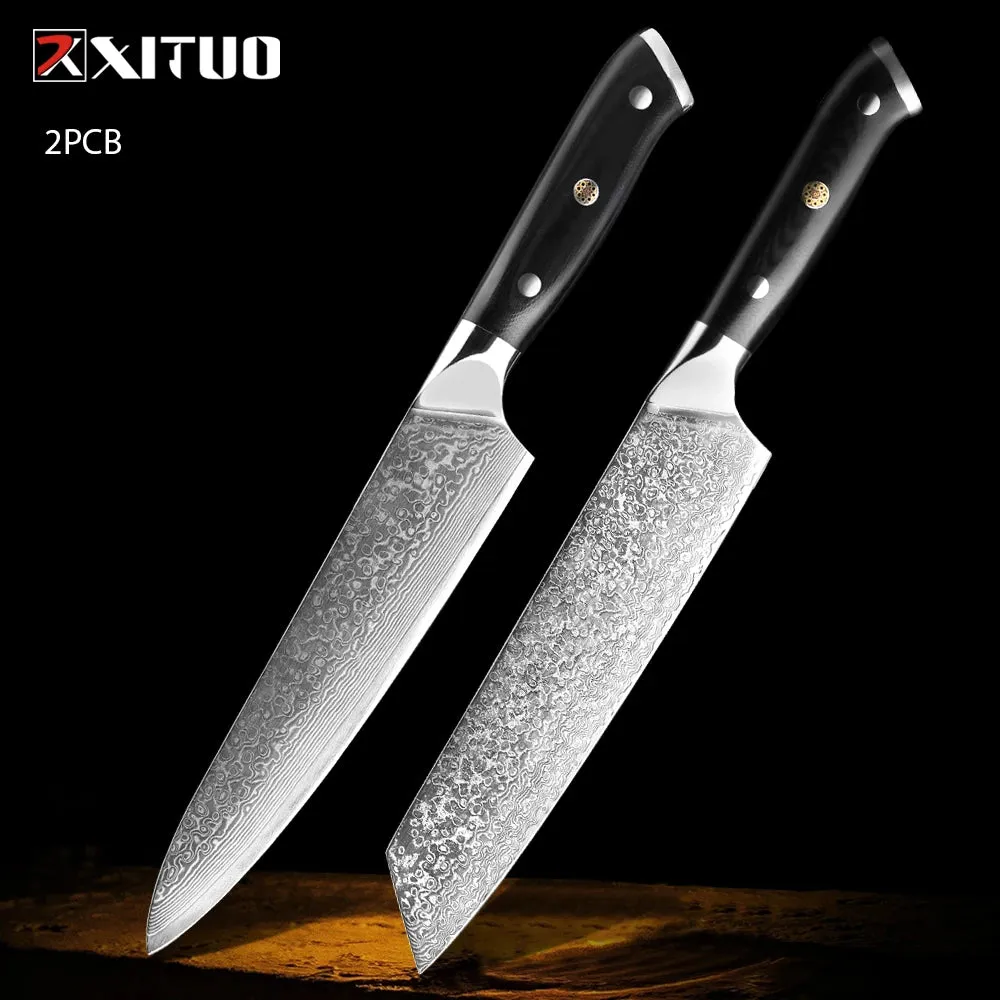 67 Layers Damascus Japanese Steel Kitchen Knives Multifunction with G10 Handle