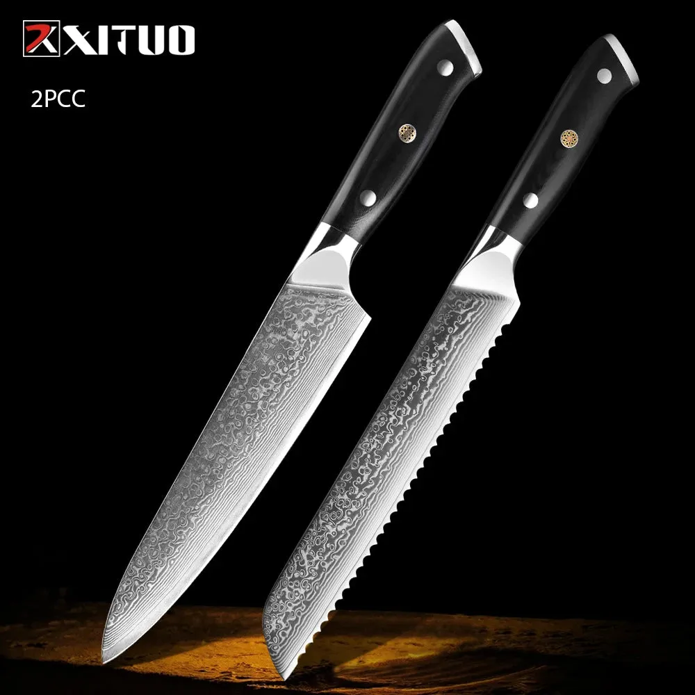 67 Layers Damascus Japanese Steel Kitchen Knives Multifunction with G10 Handle