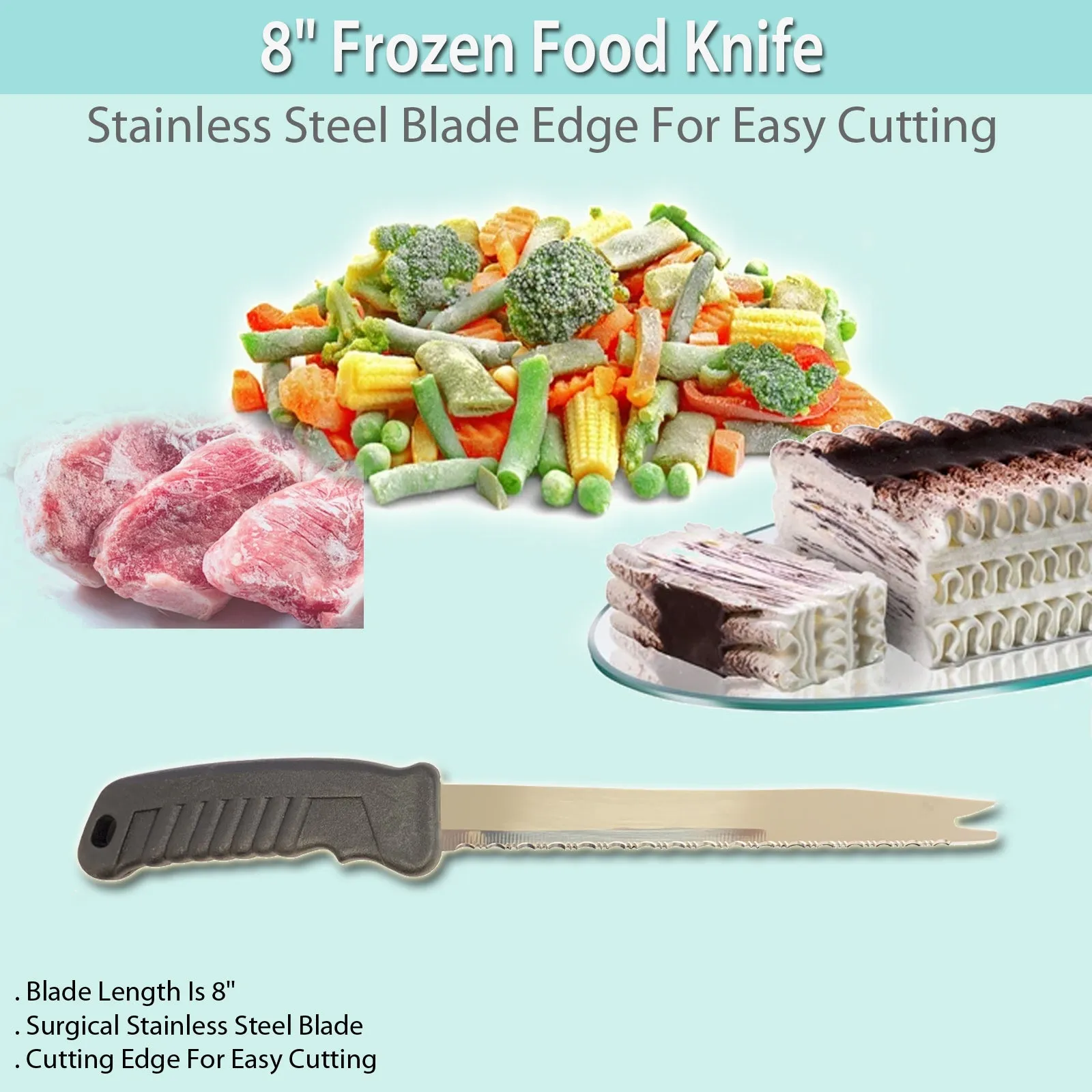 8" Stainless Steel Knife: Perfect for Cutting Frozen Foods with Ease