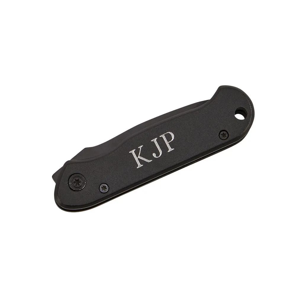 All Black Locking Pocket Knife 3.5" L Closed by Creative Gifts