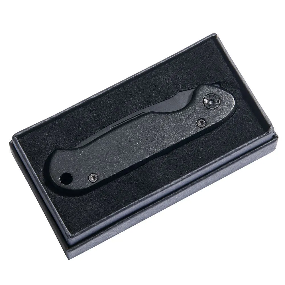 All Black Locking Pocket Knife 3.5" L Closed by Creative Gifts