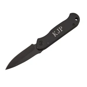 All Black Locking Pocket Knife 3.5" L Closed by Creative Gifts