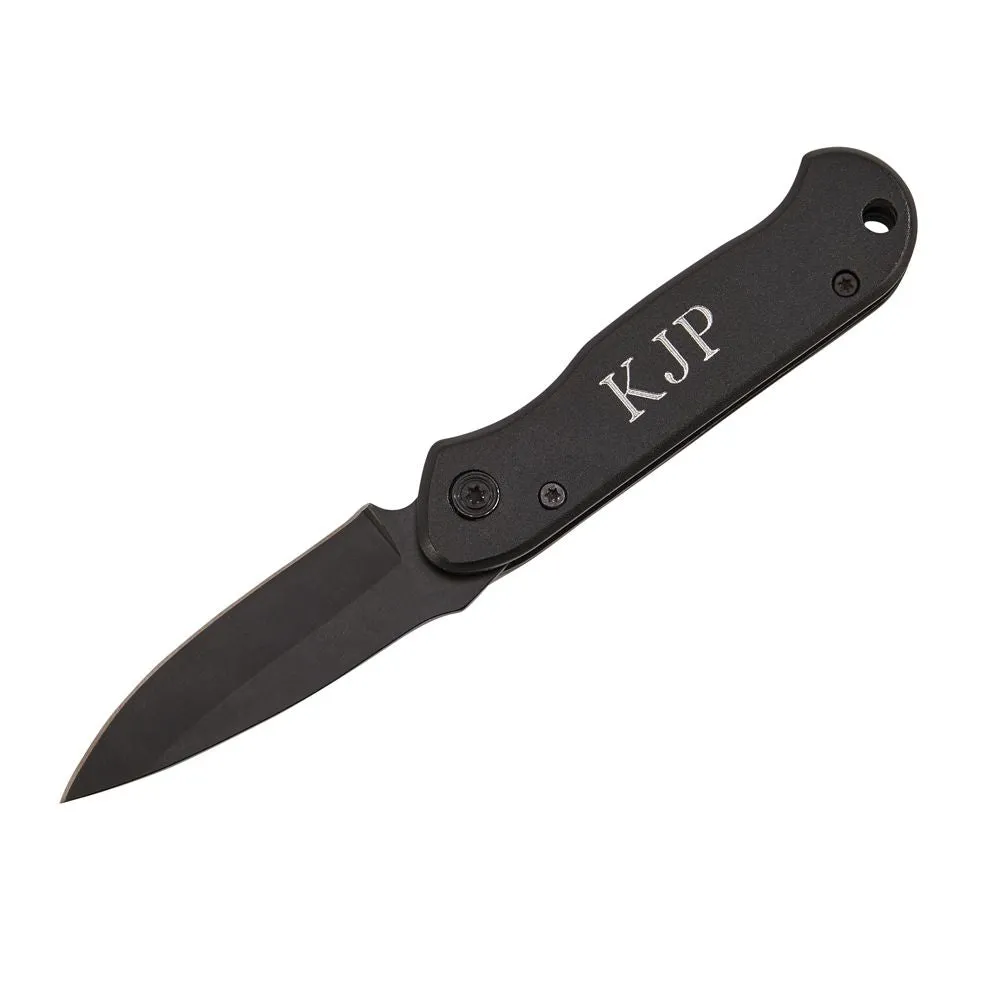 All Black Locking Pocket Knife 3.5" L Closed by Creative Gifts