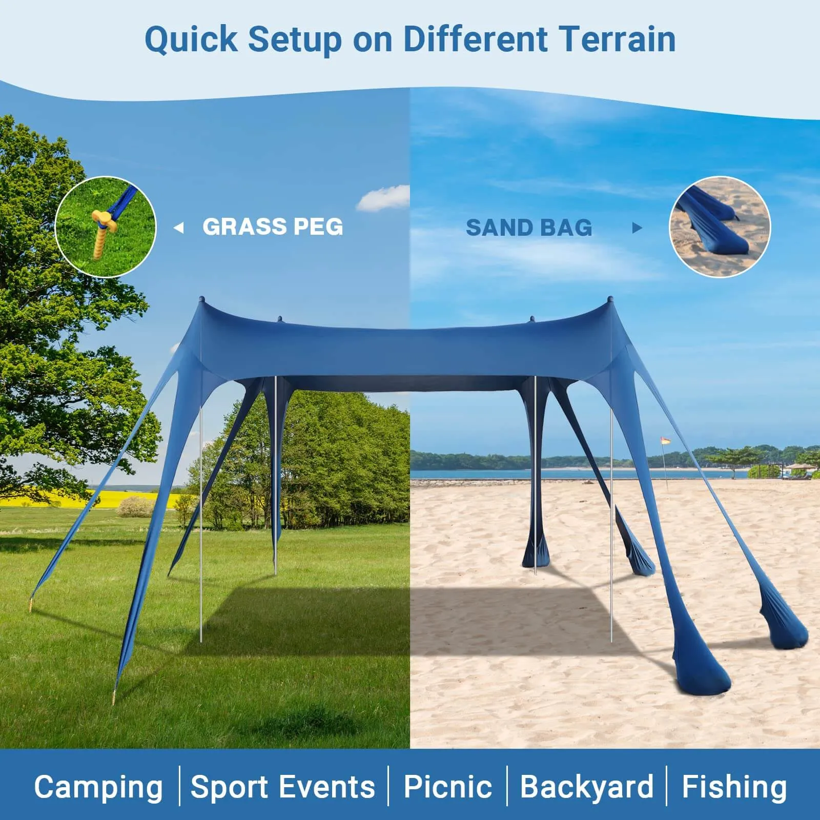 Beach Tent Sun Shelter UPF50  10×10FT OD745