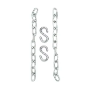 Bliss Hammocks HA-503 Set of 2 18-in Metal Chains & 2 Metal S Hooks | For Use W/ Hammocks