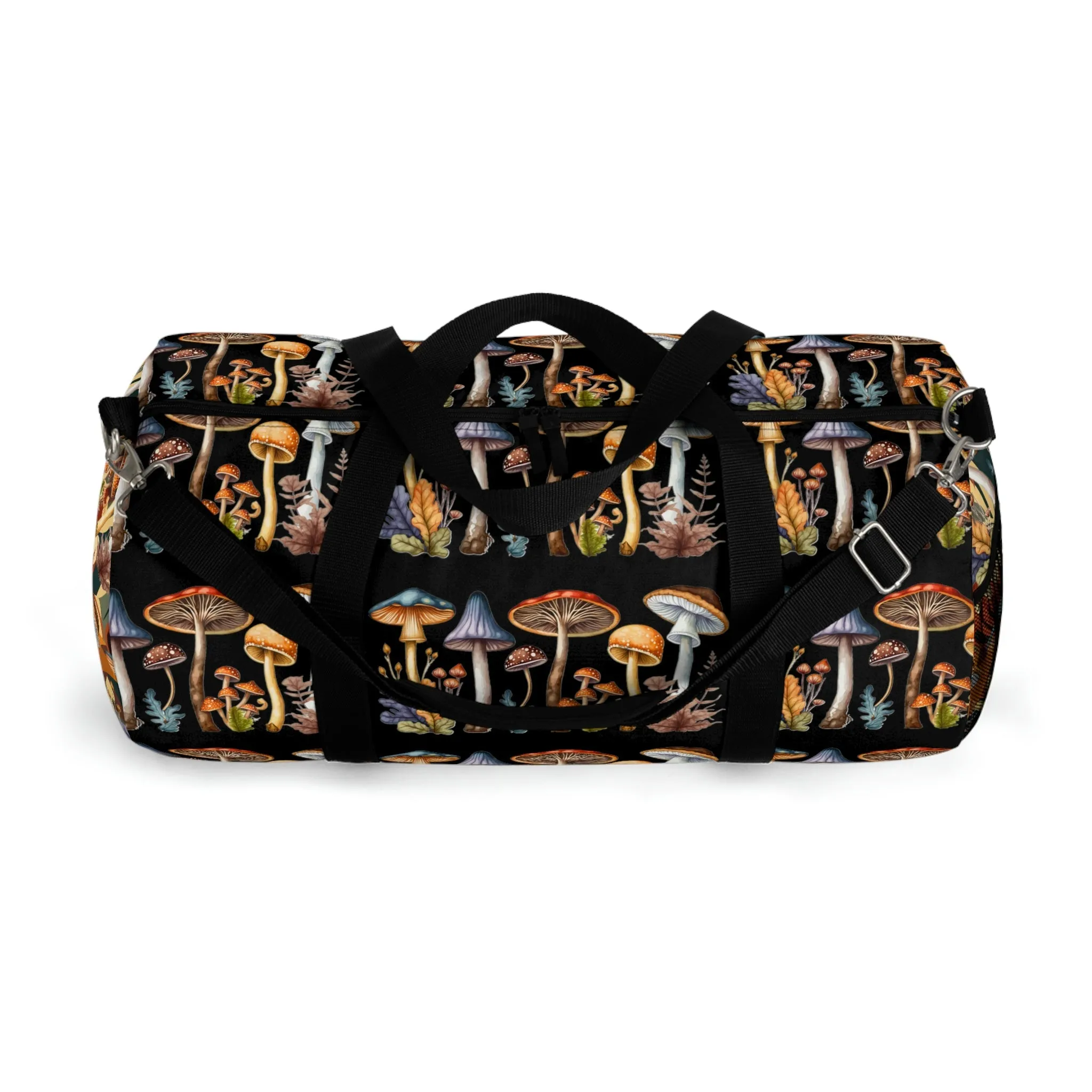 BOHO Botanical Mushroom Design Duffel Bag - Take a trip back to the 60's with this hippy inspired fairycore duffle