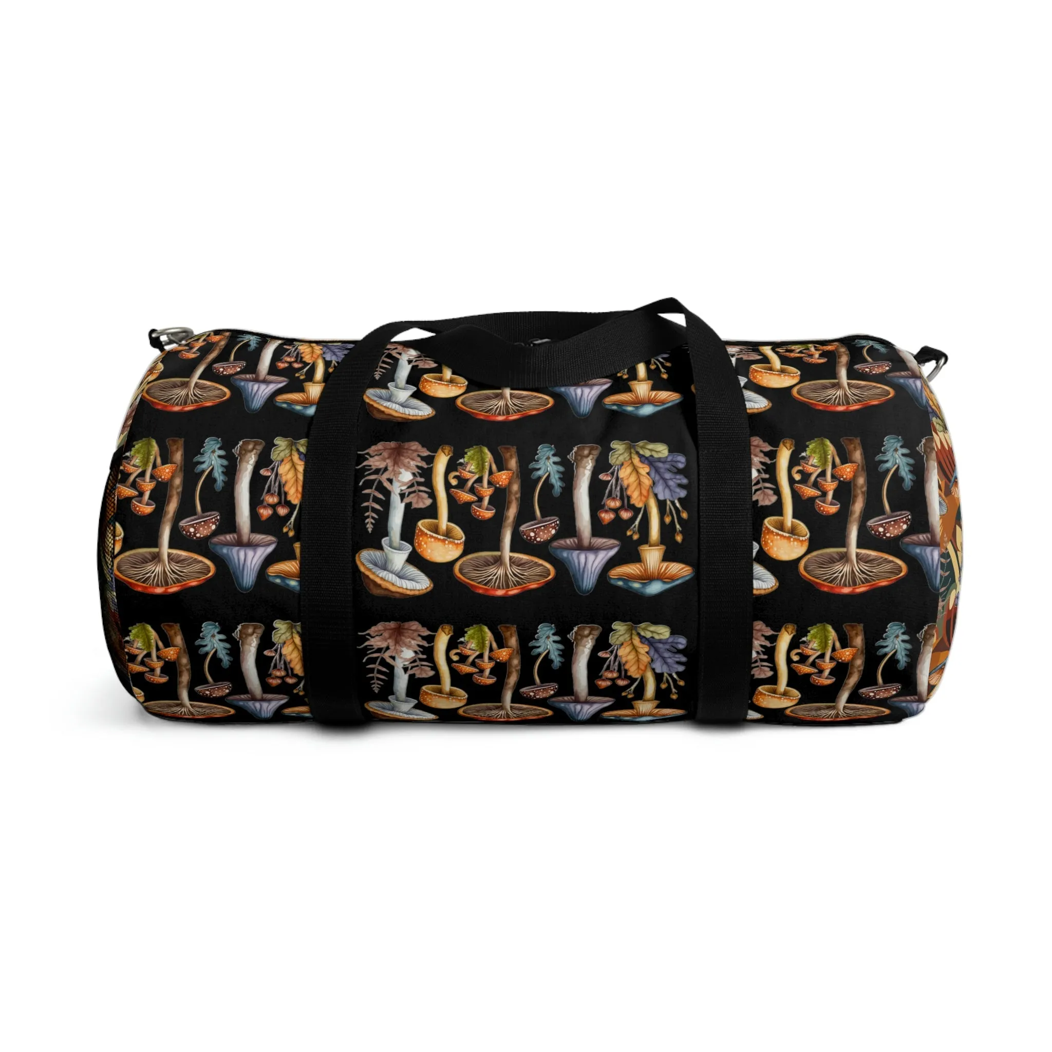 BOHO Botanical Mushroom Design Duffel Bag - Take a trip back to the 60's with this hippy inspired fairycore duffle