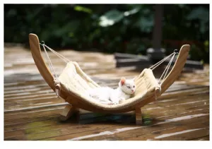 Cat Hammock Wooden Bed Pet Supplies / Hamaca para gatos Cama de madera Suministros para mascotas