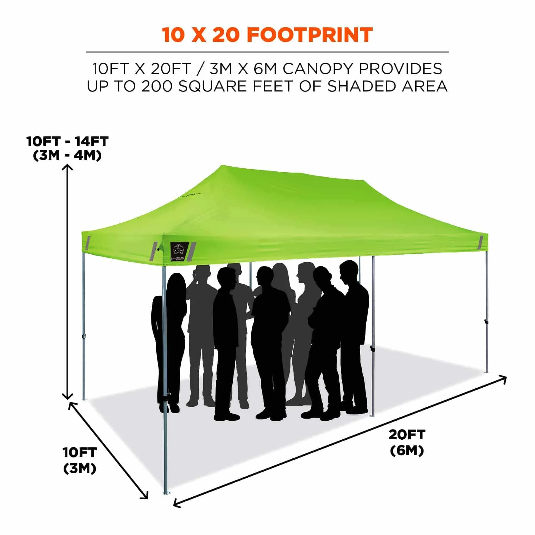 Ergodyne 12915 6015 Single Lime Heavy-Duty Pop-Up Tent - 10ft x 20ft
