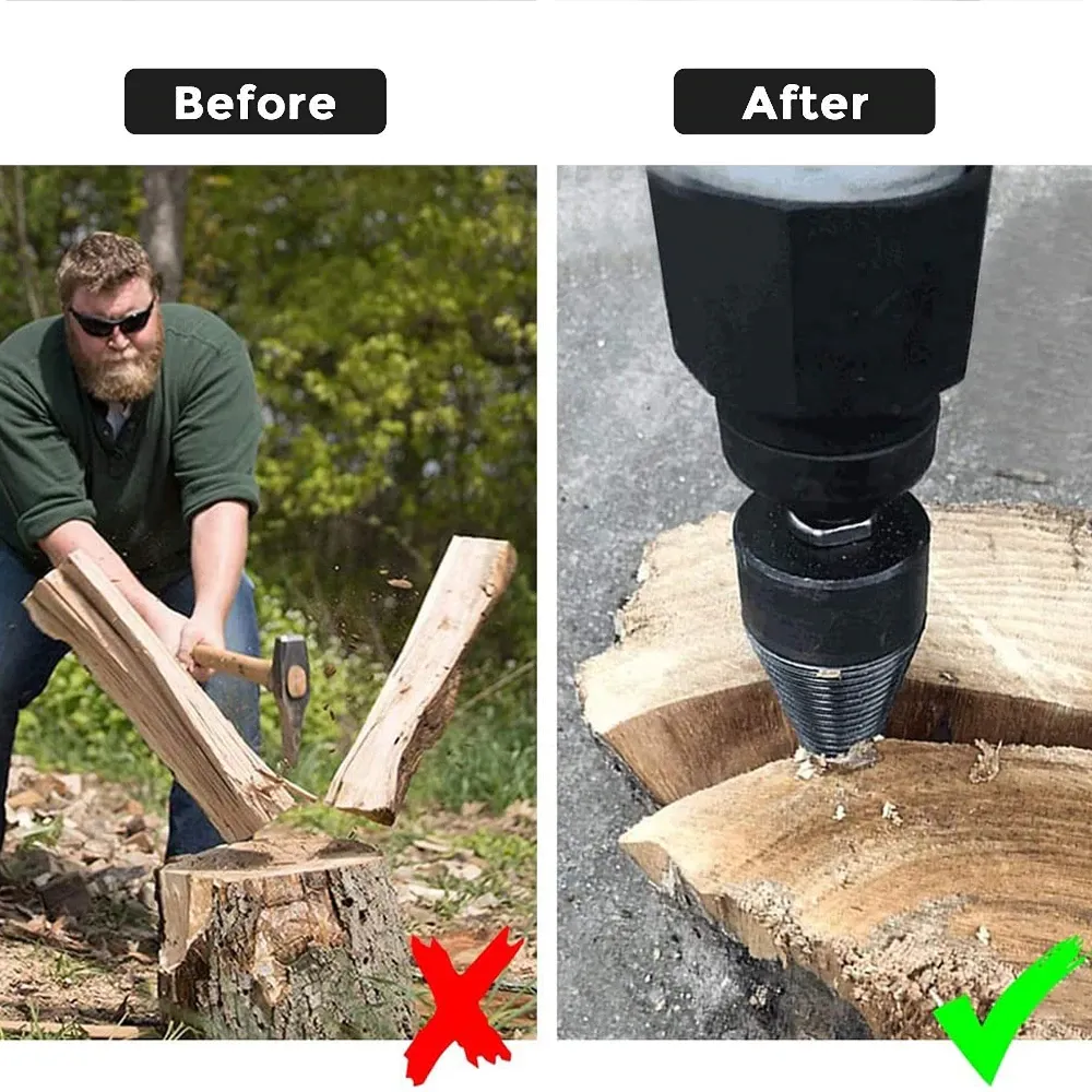 Fire Wood Log Splitter Wood Splitter Drill Portable Wood Cut Tool for Hand Drill Stick