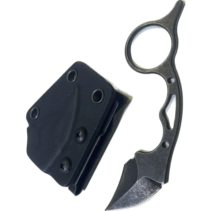 Fixed Blade Knife, MINI Karambit Claw Knife Steel Blade and Kydex Sheath - Tactical Knife for Police, Security, Self Defence, Hiking, Survival, Camping Outdoor Utility Knife with K Sheath (Dark)