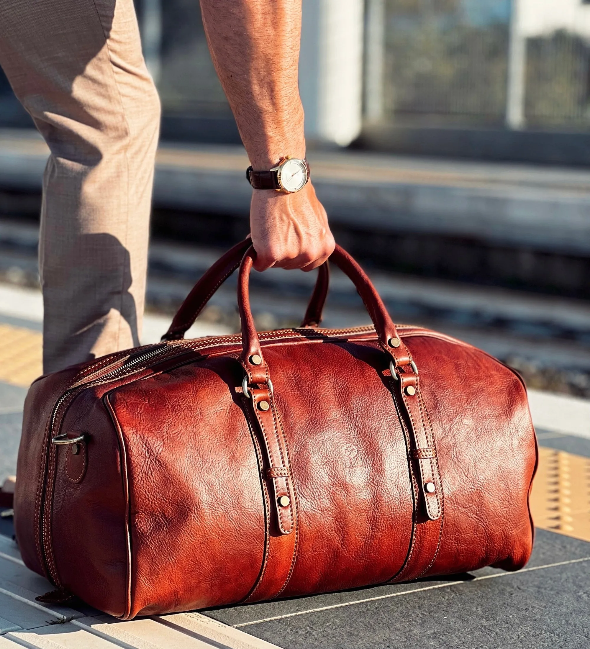 Full Grain Italian Leather Duffel Bag, Weekender Bag - Song of Solomon