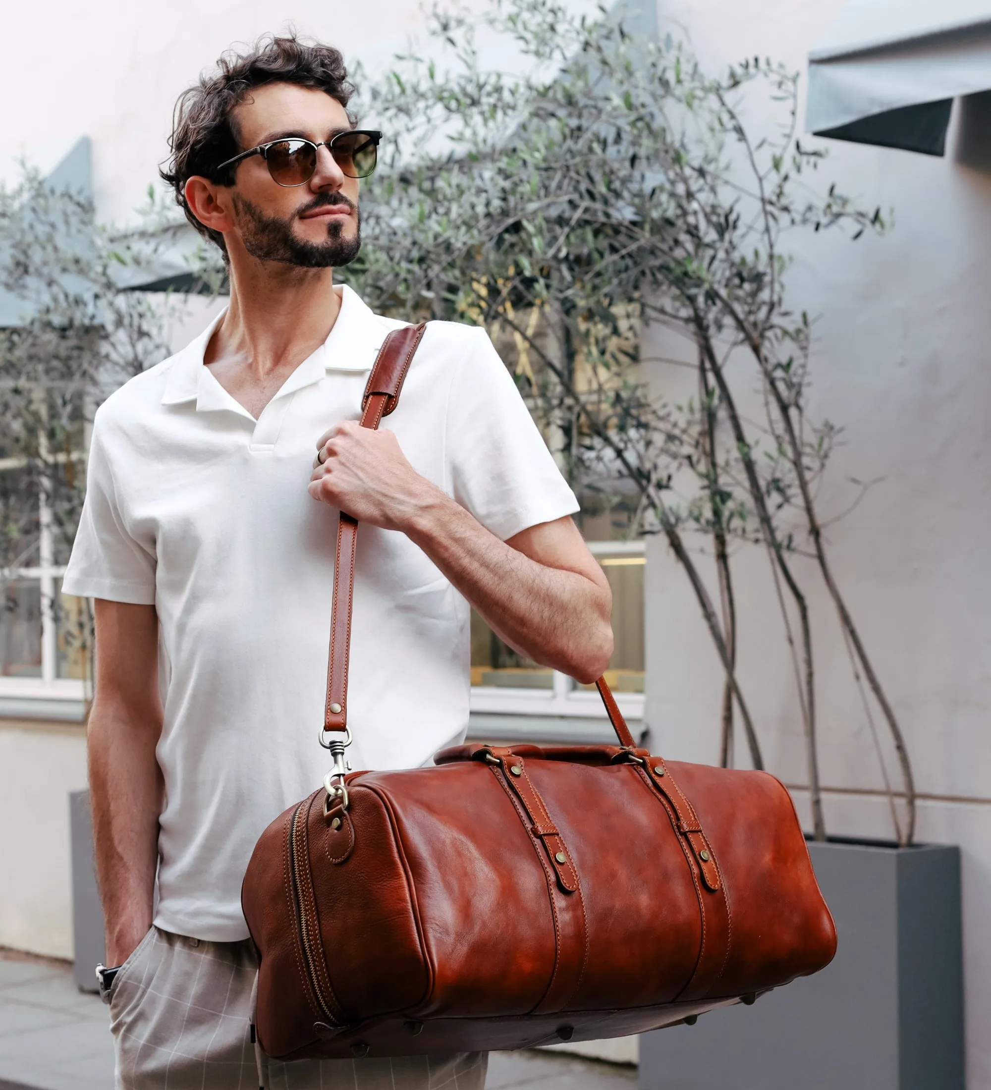 Full Grain Italian Leather Duffel Bag, Weekender Bag - Song of Solomon