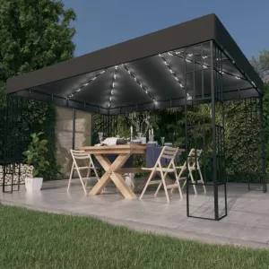 Gazebo with LED String Lights 3x4 m Anthracite