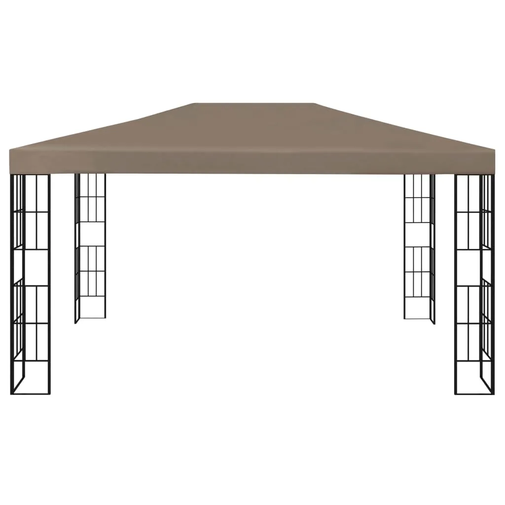 Gazebo with LED String Lights 4x3 m Taupe