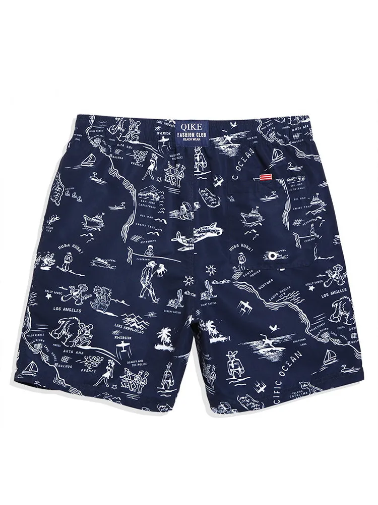 Mens Relaxed Prints Quick-drying Board Shorts