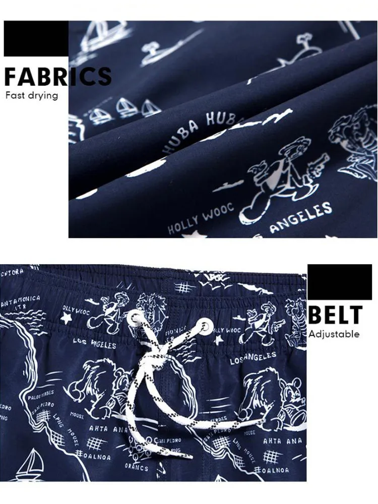 Mens Relaxed Prints Quick-drying Board Shorts