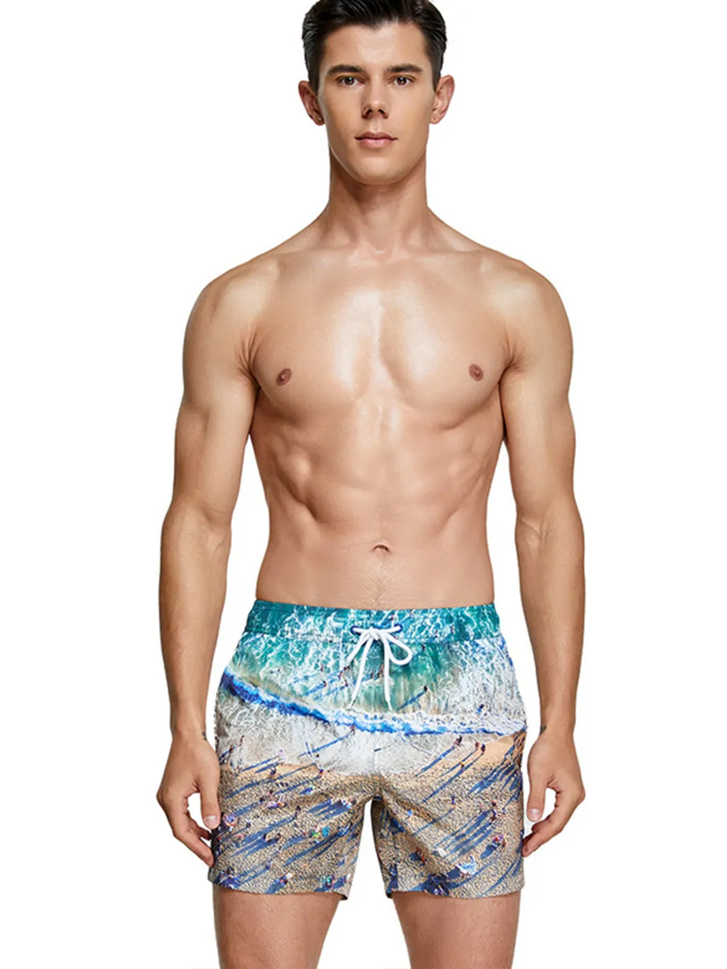 Mens Summer Printed Quick Drying Board Shorts