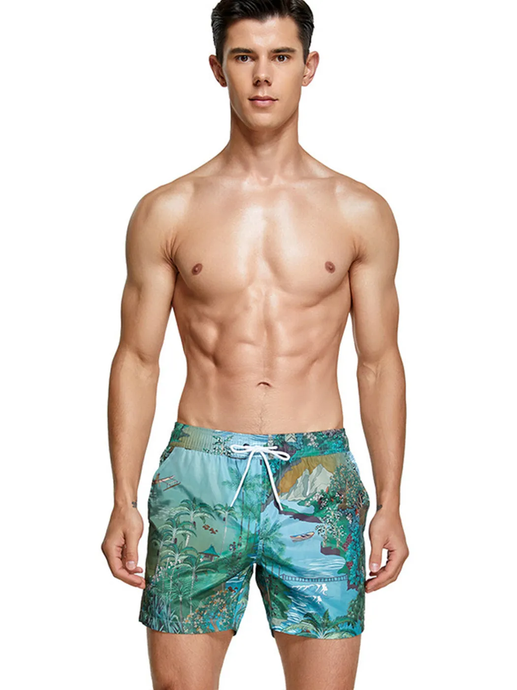 Mens Summer Printed Quick Drying Board Shorts