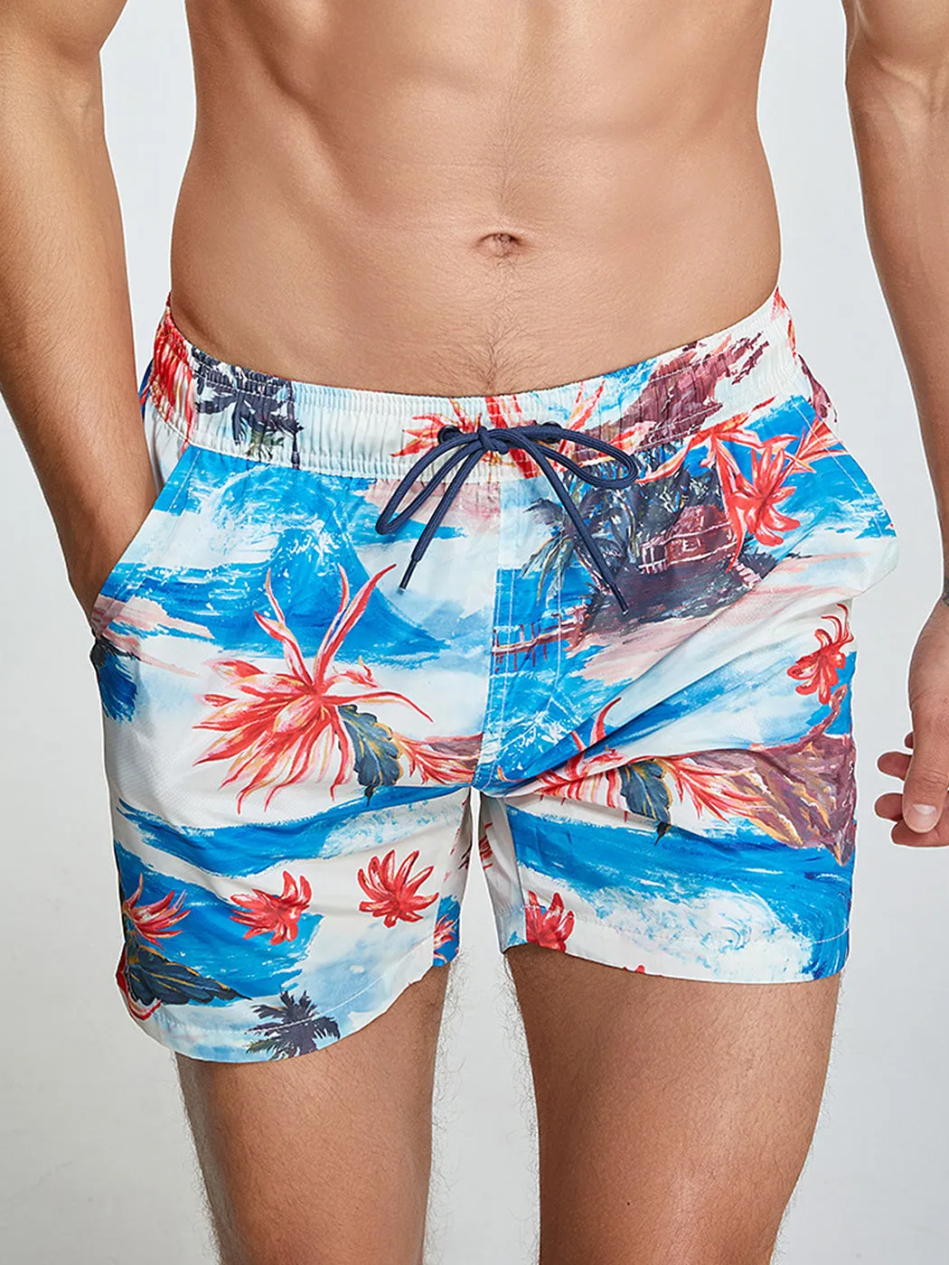 Mens Summer Printed Quick Drying Board Shorts