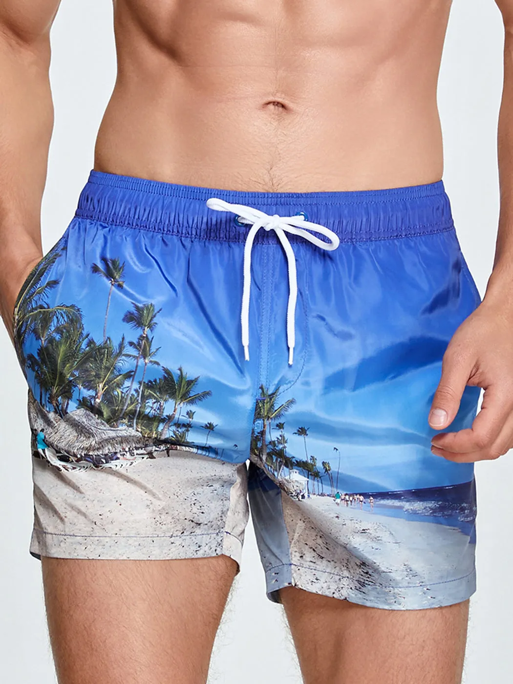 Mens Summer Printed Quick Drying Board Shorts