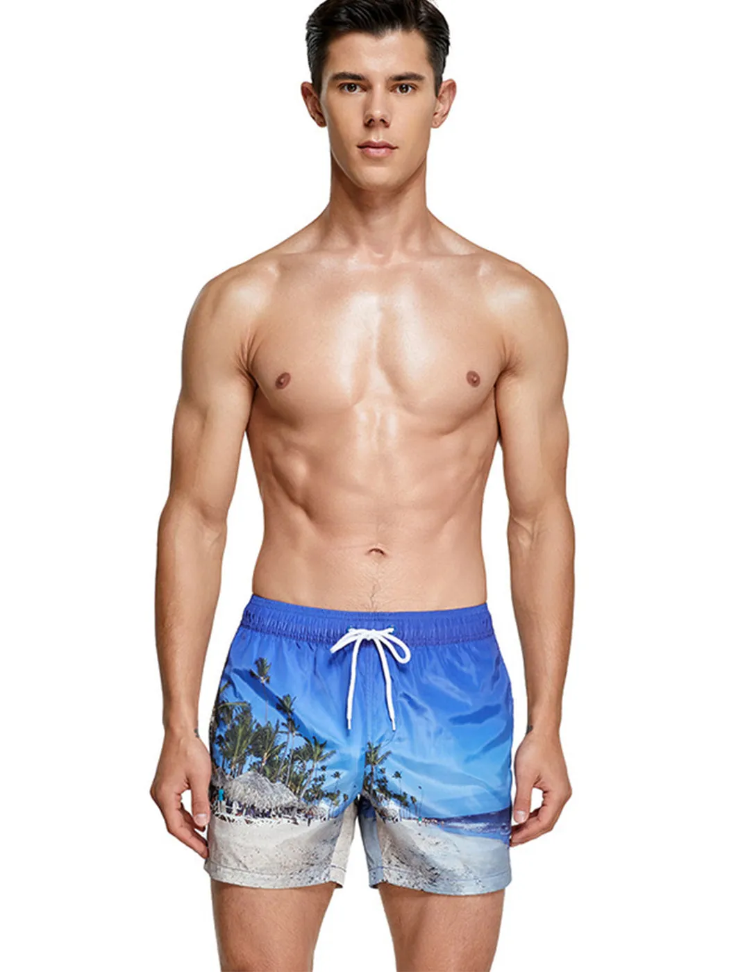 Mens Summer Printed Quick Drying Board Shorts