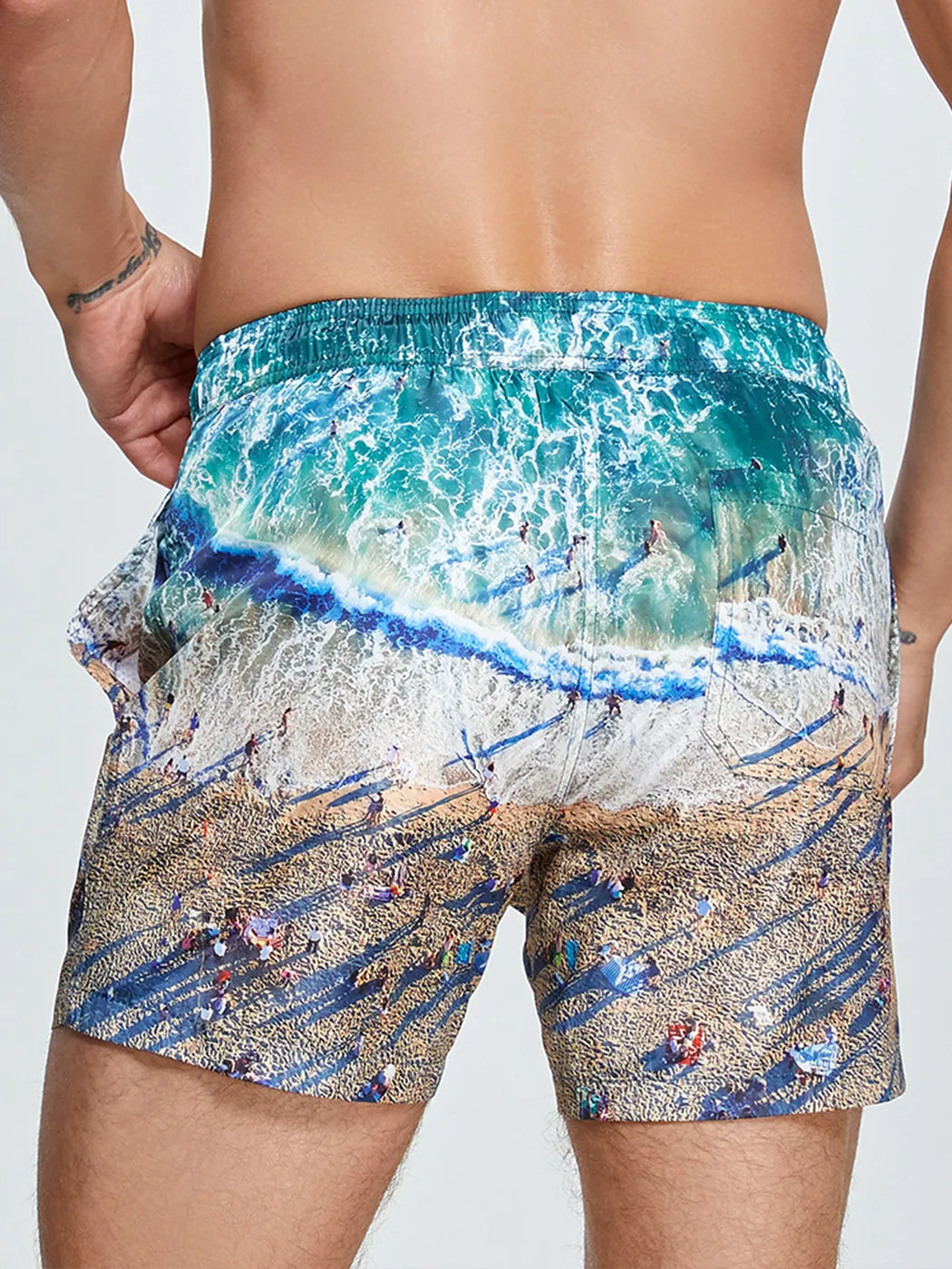 Mens Summer Printed Quick Drying Board Shorts