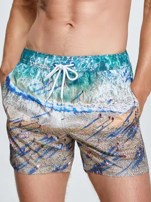 Mens Summer Printed Quick Drying Board Shorts