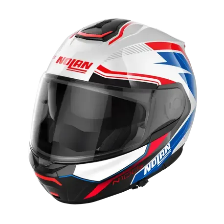 Nolan N100-6 Surveyor N-COM Metal White Blue Red Motorcycle Helmet