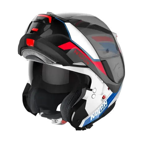 Nolan N100-6 Surveyor N-COM Metal White Blue Red Motorcycle Helmet