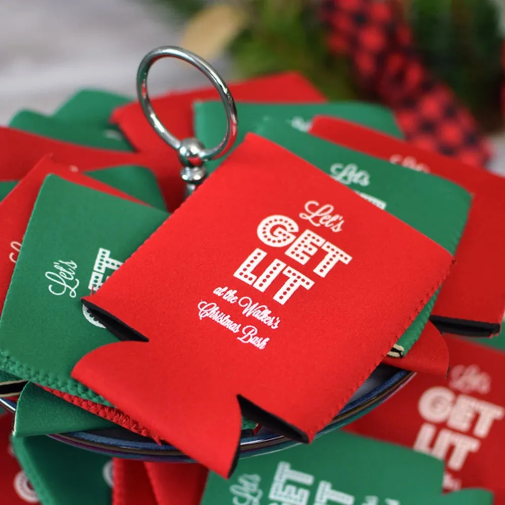 Personalized Collapsable Neoprene Christmas Can Cooler Favors
