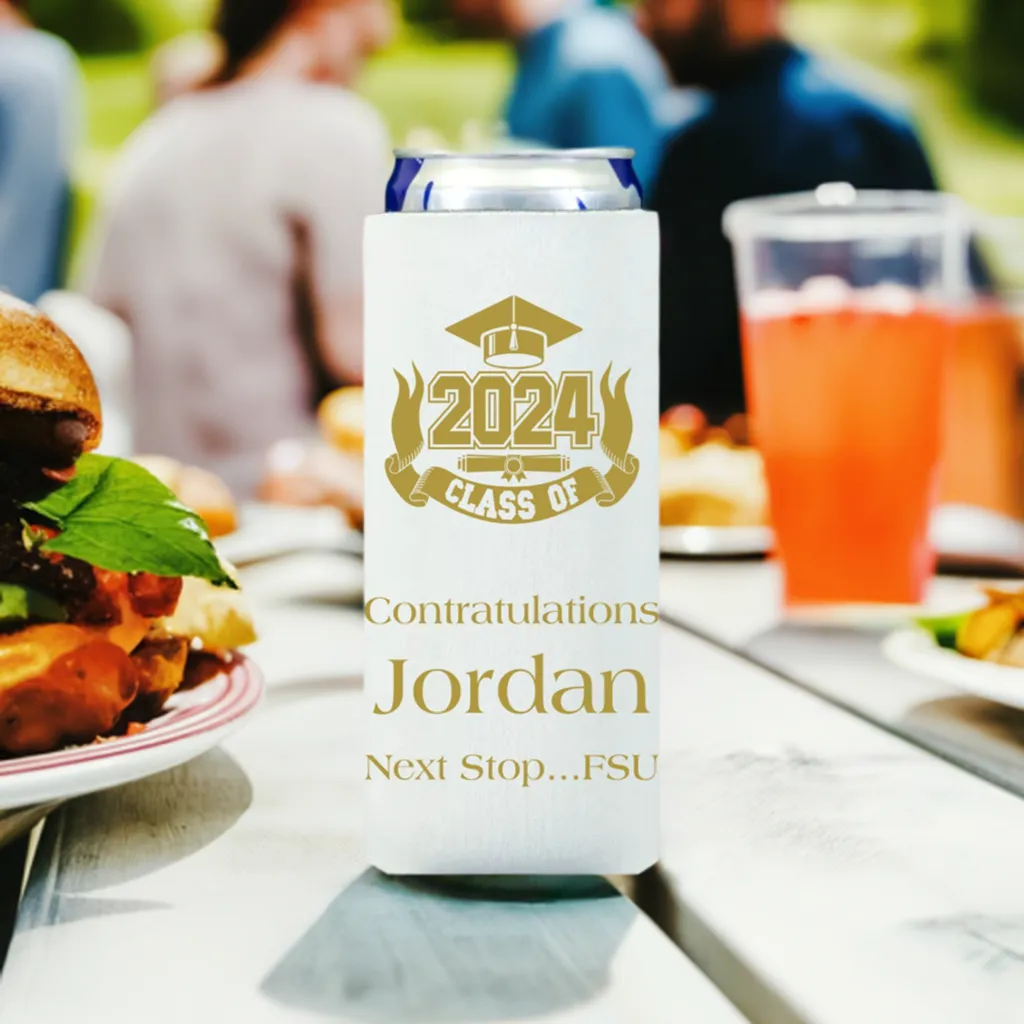 Personalized Slim Can Cooler Graduation Party Favors