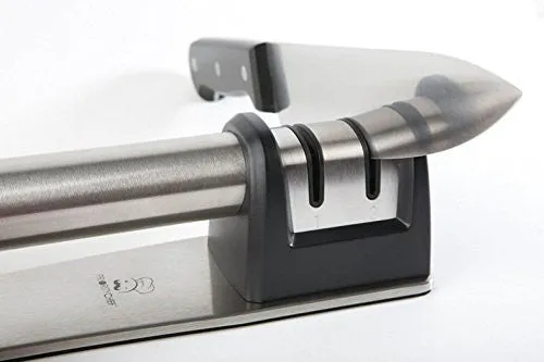 PriorityChef Knife Sharpener for Straight and Serrated Knives, 2 Stage Diamond Coated Sharpening Wheel System, Black