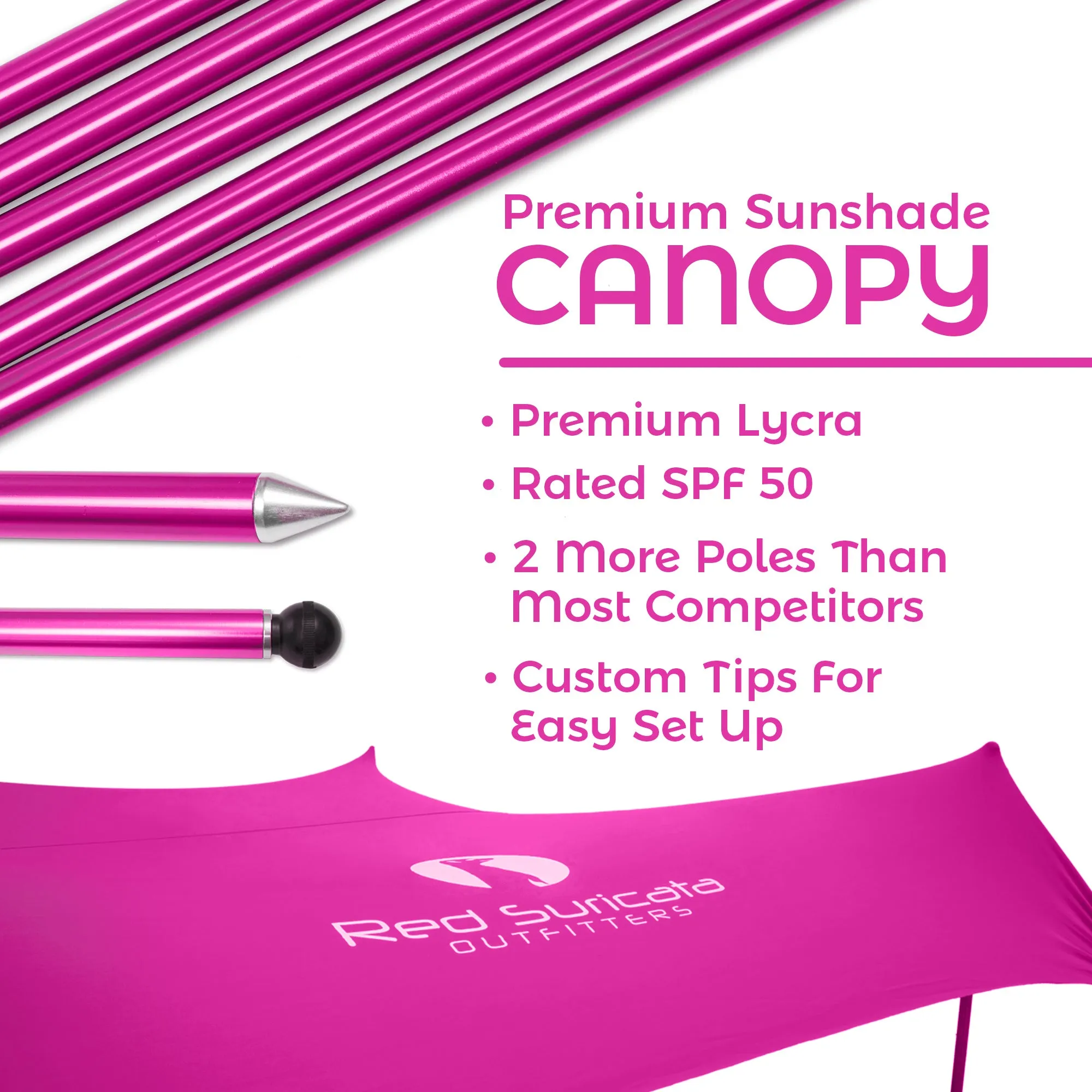 Red Suricata Pink Family Beach Sun Shade Canopy Tent Sunshade with sand anchors