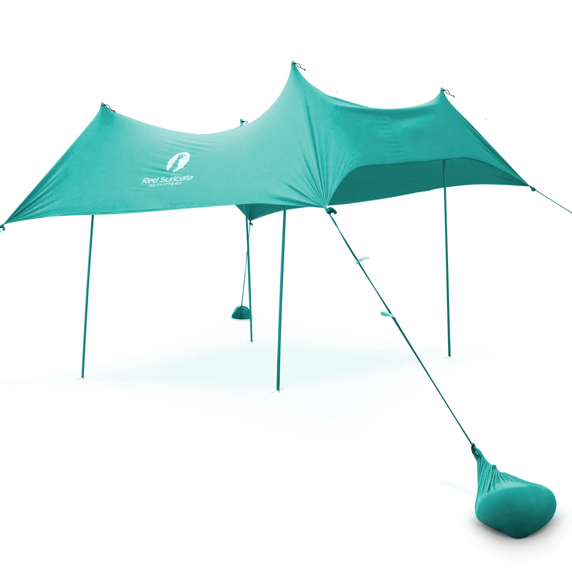Red Suricata Turquoise Family Beach Sun Shade Canopy Tent Sunshade with sand anchors