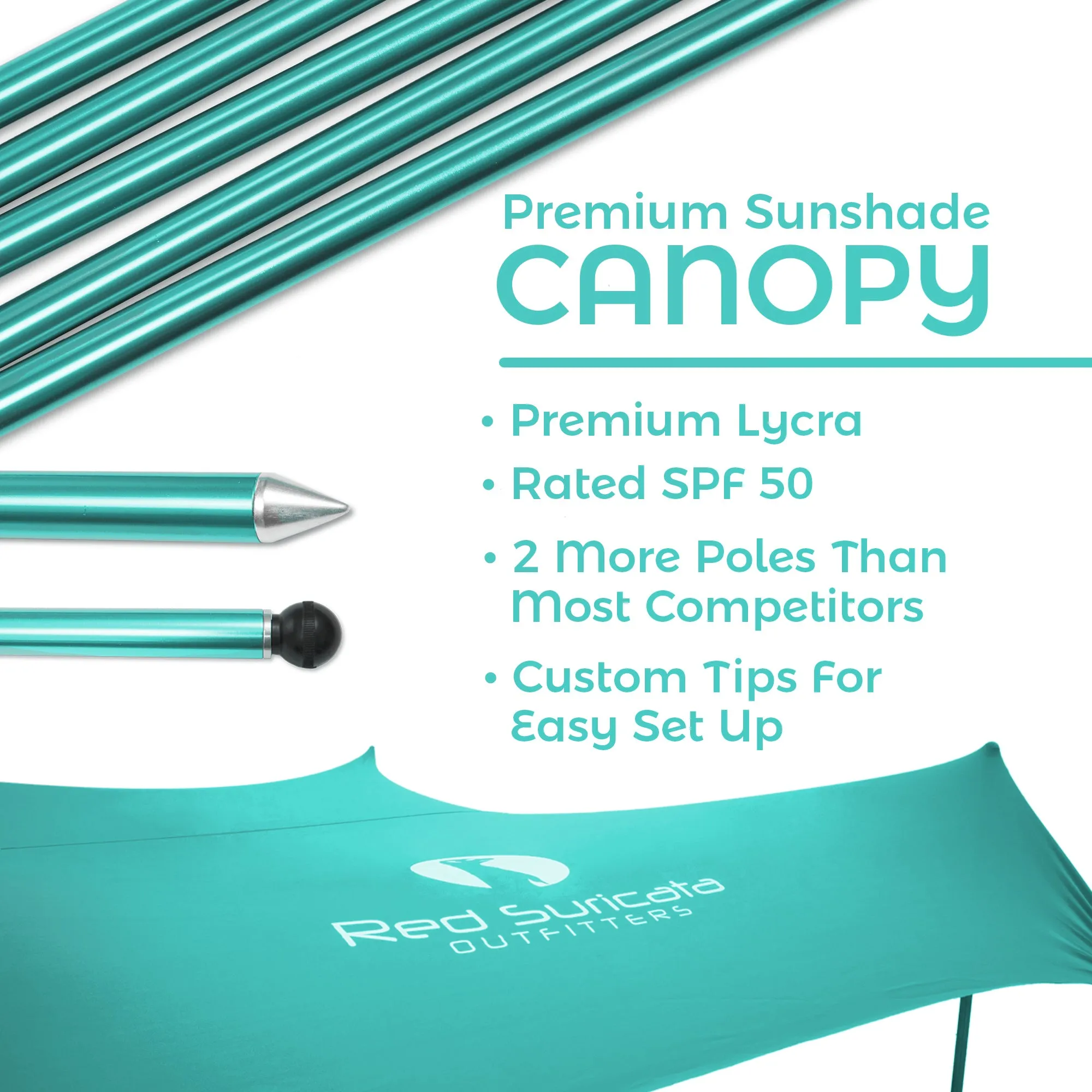 Red Suricata Turquoise Family Beach Sun Shade Canopy Tent Sunshade with sand anchors