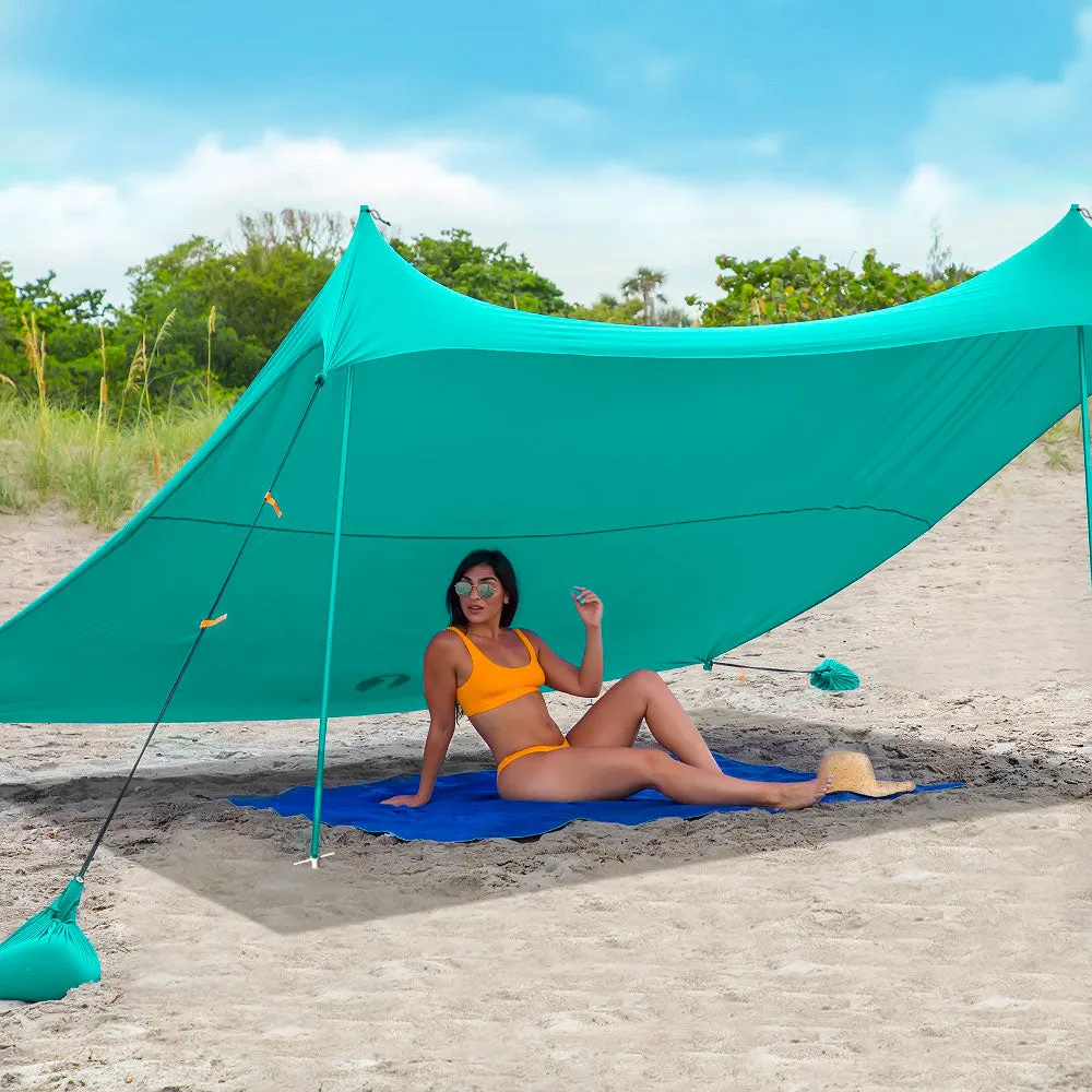 Red Suricata Turquoise Family Beach Sun Shade Canopy Tent Sunshade with sand anchors