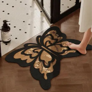 Retro Butterfly Diatomite Mat  Quick Drying & Non-Slip