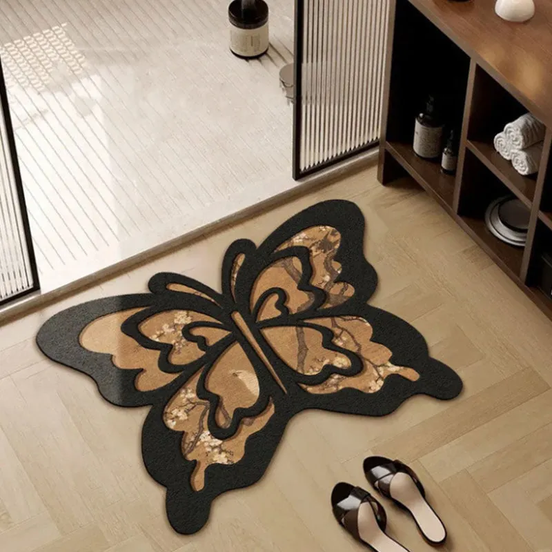 Retro Butterfly Diatomite Mat  Quick Drying & Non-Slip